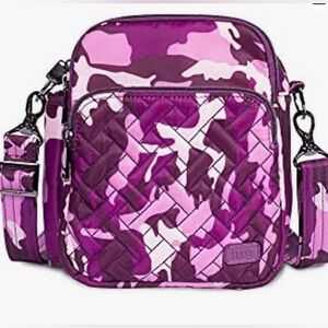 Like New Lug Can Can 2 Berry Camo Convertible Crossbody Belt Bag